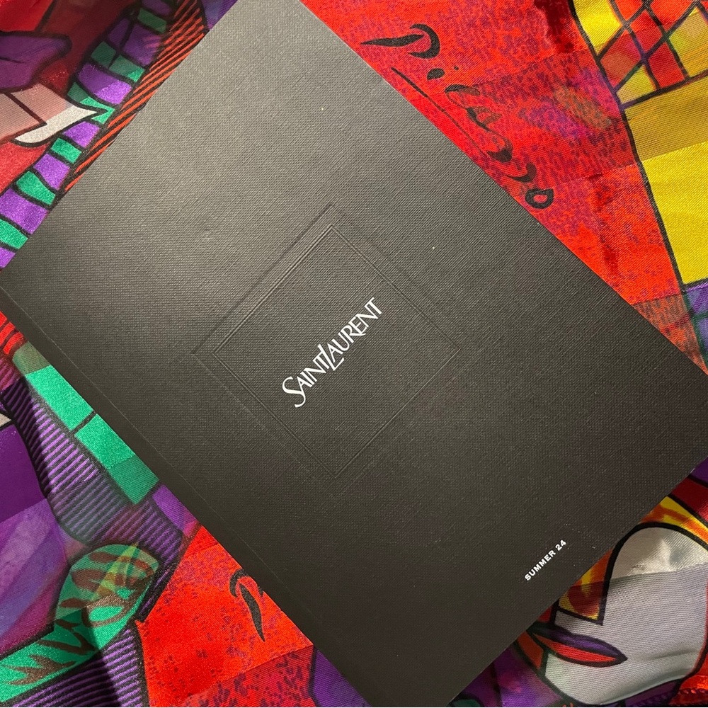 Saint Laurent Black Book on Multicolor Printed Scarf